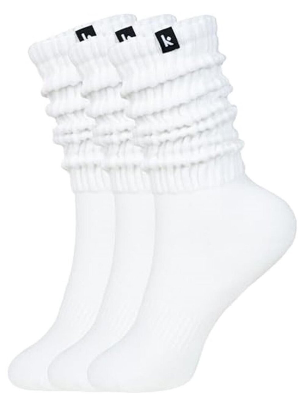 White Scrunch Socks Women Slouch Crew Socks 90s Ruffle Boot Socks Soft